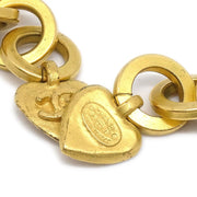 CHANEL 1995 Heart Dangle Earrings Clip-On Gold
