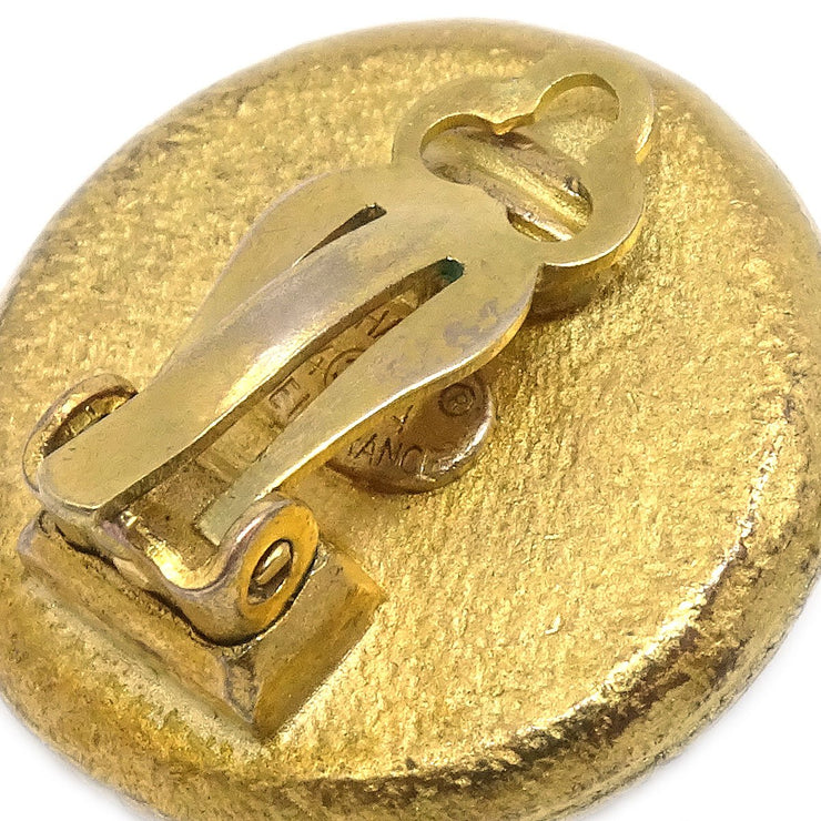 CHANEL 1994 Frog Earrings Gold Black Clip-On