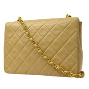 CHANEL 1989-1991 Classic Square Flap Mini 20 Beige Lambskin