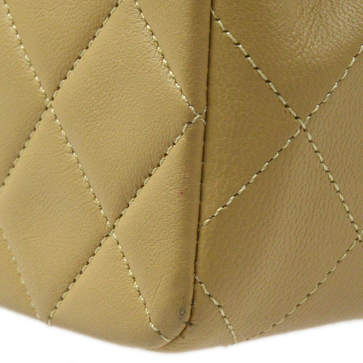 CHANEL 1989-1991 Classic Square Flap Mini 20 Beige Lambskin