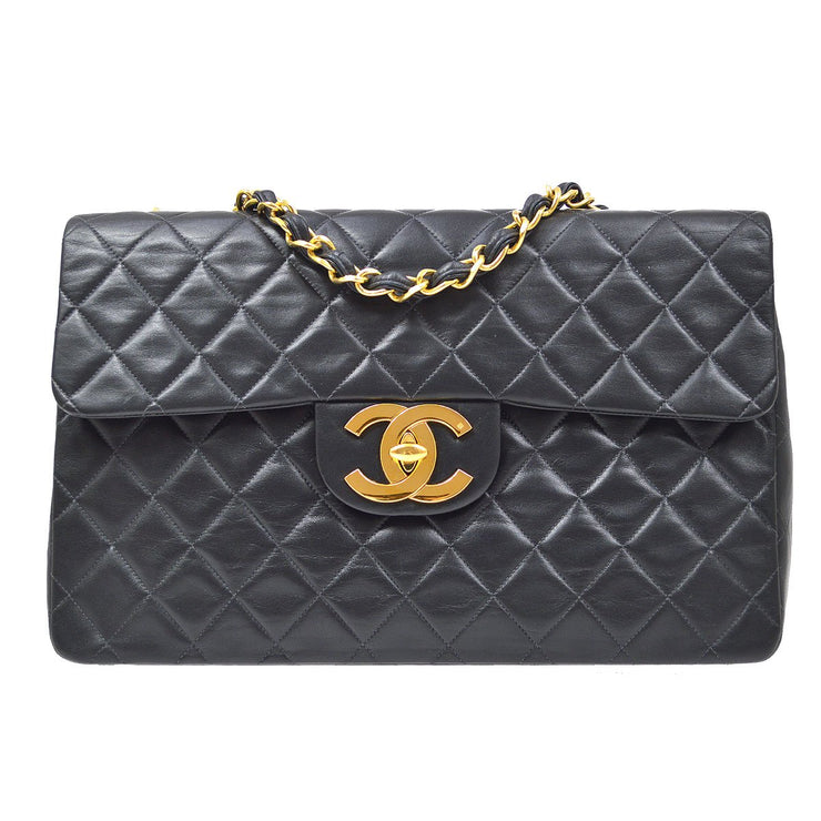 CHANEL 1991-1994 Classic Flap Maxi Black Lambskin