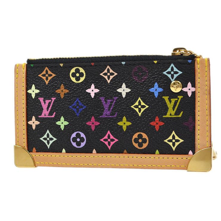 LOUIS VUITTON Monogram Multicolor Key Pouch Case Coin Purse Wallet M92654  Black