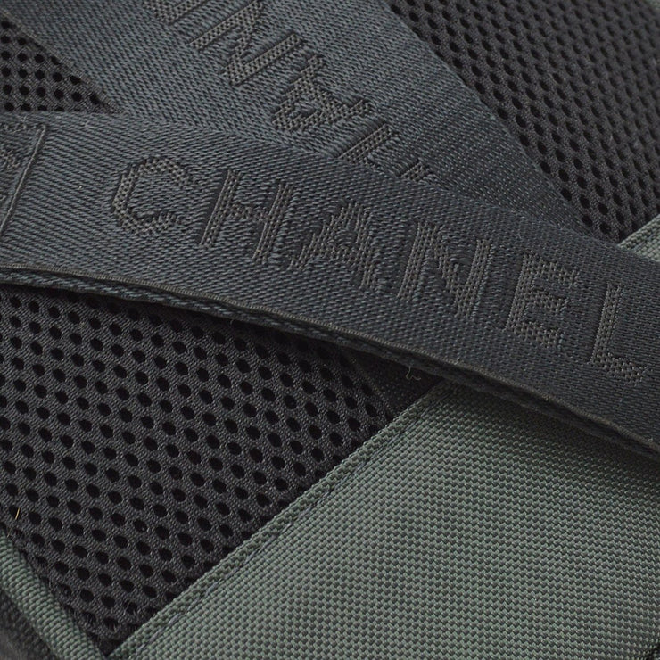 Chanel Black CC Canvas Sports Line Crossbody Bag Green Cloth Nylon