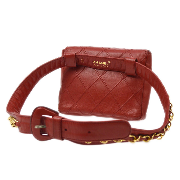 CHANEL 1980's Red Lambskin Cosmoline Belt Bag #75 – AMORE Vintage