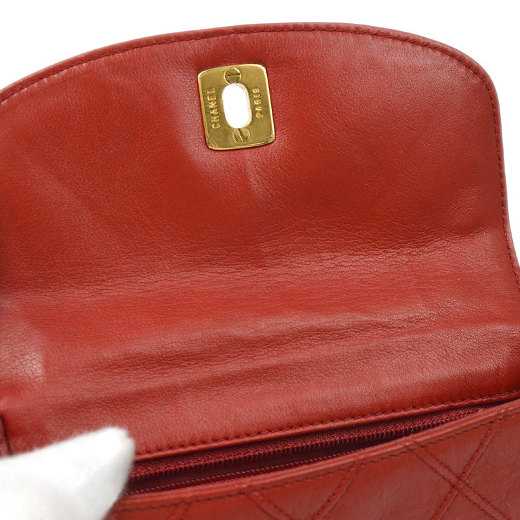CHANEL 1980’s Red Lambskin Cosmoline Belt Bag #75
