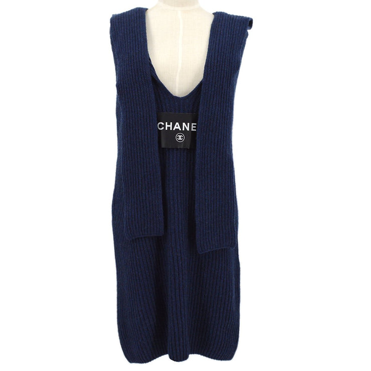 CHANEL 2008 Cruise logo patch knitted dress #40