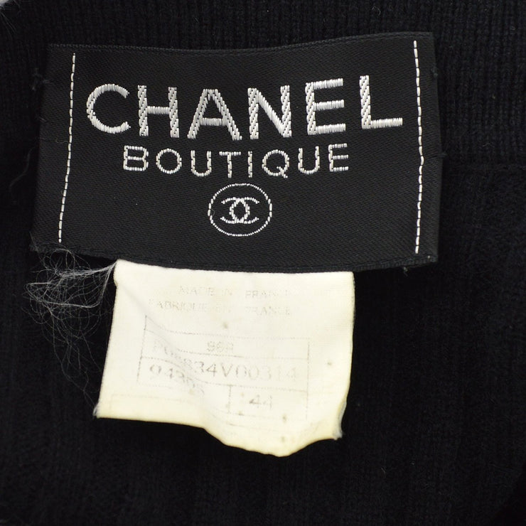 Chanel 1996ロゴパッチリブ付きカシミアジップアップカーディガン＃44