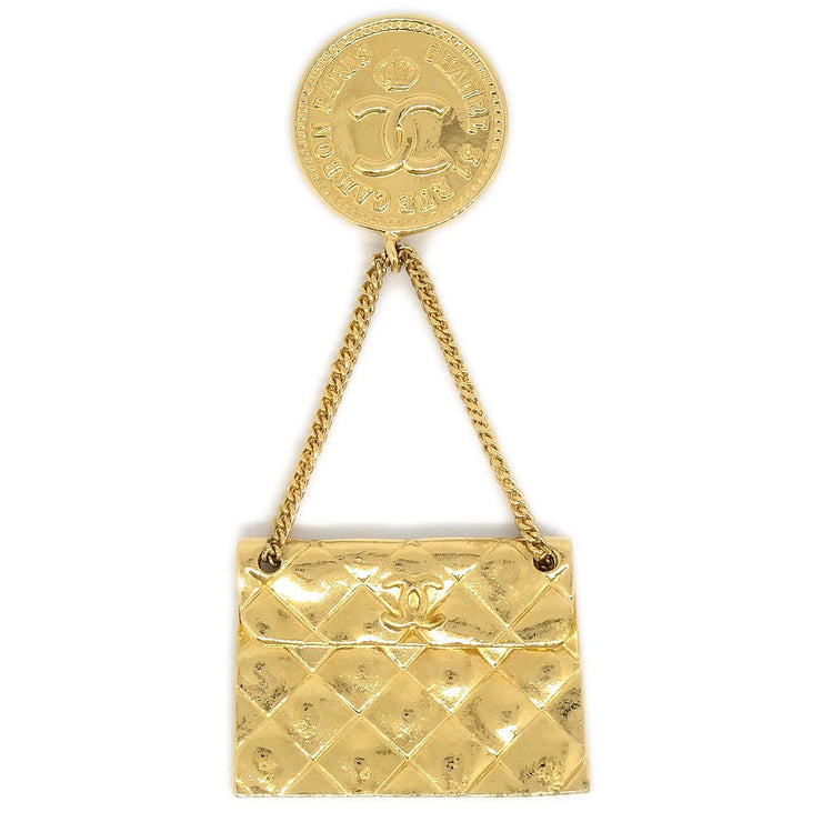 Chanel Vintage Gold Metal Chain CC Brooch, 1980s Available For