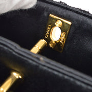 CHANEL 1997-1999 Double Sided Turnlock Handbag Black Satin