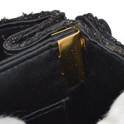 CHANEL 1997-1999 Double Sided Turnlock Handbag Black Satin