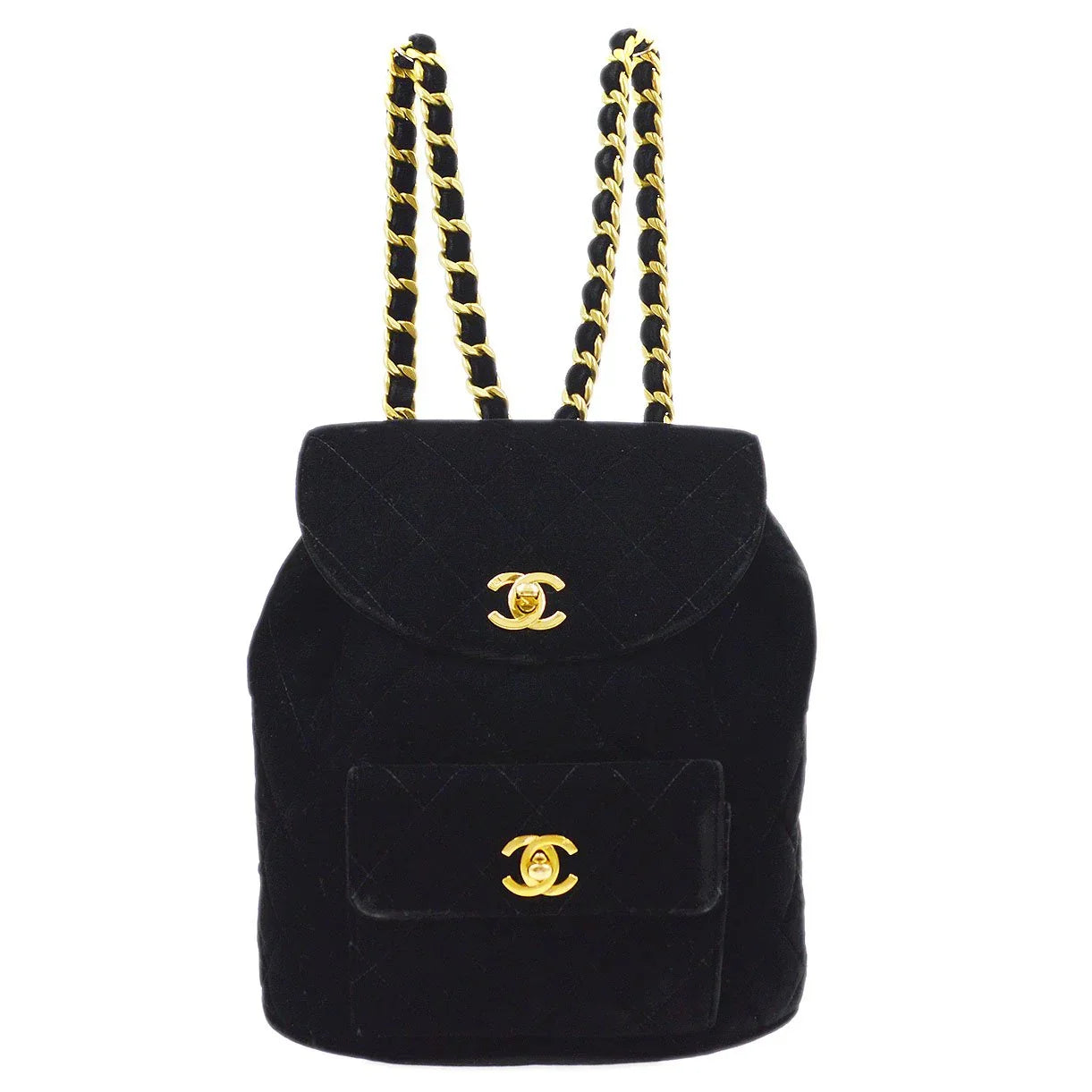 CHANEL * 1990s Black Velvet DUMA Backpack Large