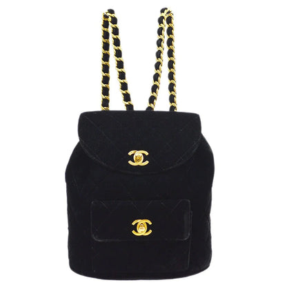 CHANEL * 1990s Black Velvet DUMA Backpack Large