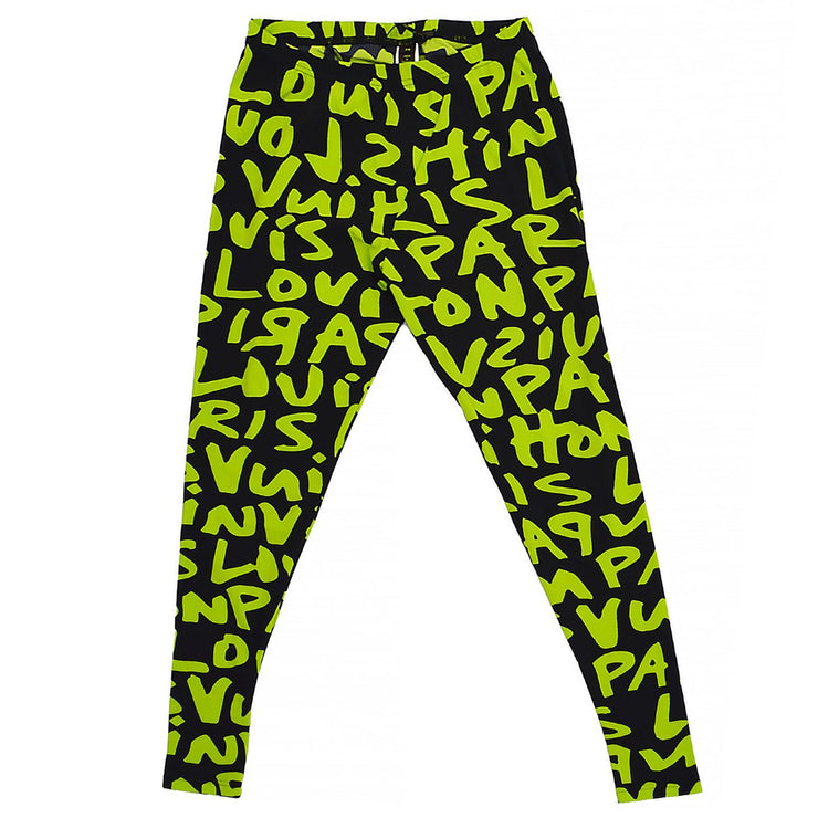 Louis Vuitton Monogram Graffiti Leggings Pants Green Black #34 Authentic  70904