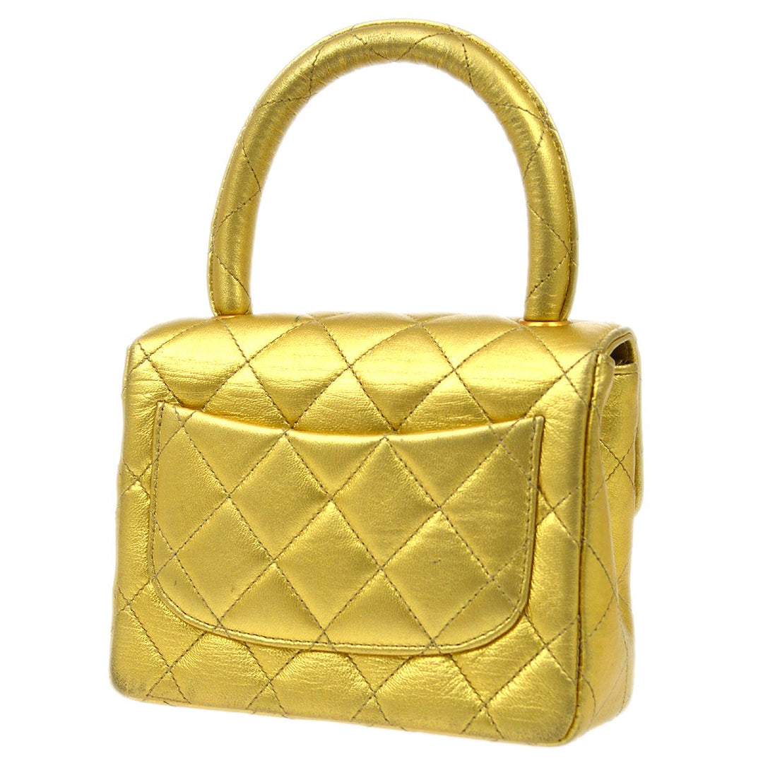 Chanel 1994 Gold Lambskin Micro Classic Flap Handbag AMORE Vintage Tokyo