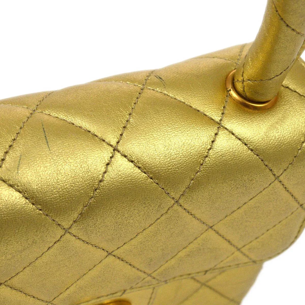 Chanel 1994 Gold Lambskin Micro Classic Flap Handbag