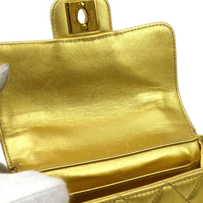 Chanel 1994 Gold Lambskin Micro Classic Flap Handbag