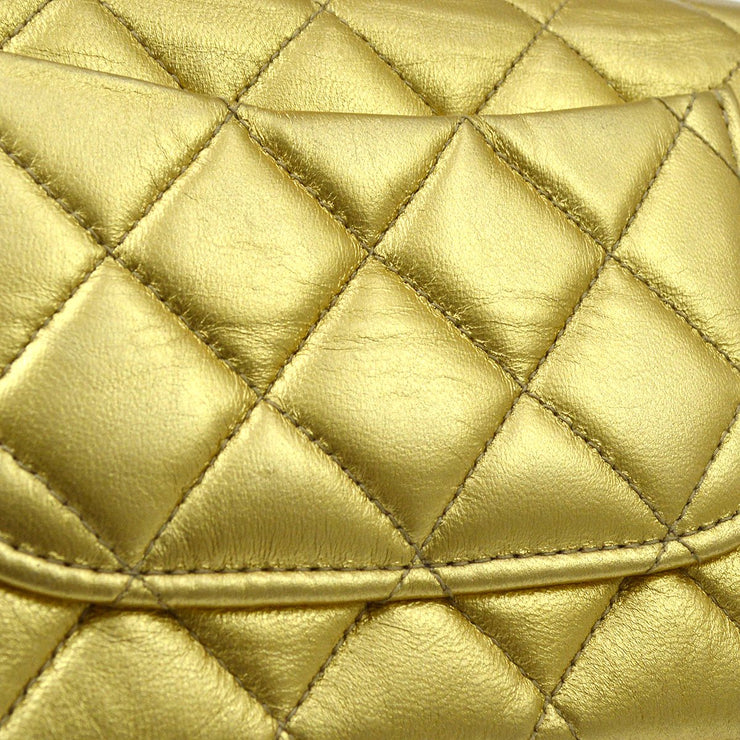 CHANEL 1994 Gold Lambskin Top Handle Bag Micro