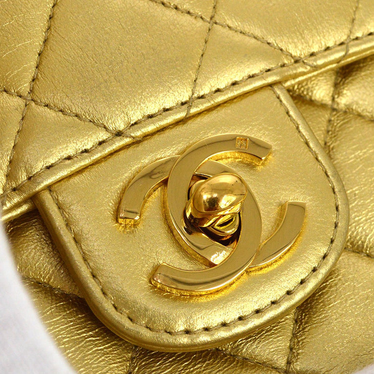 Chanel 1994 Gold Lambskin Micro Classic Flap Handbag