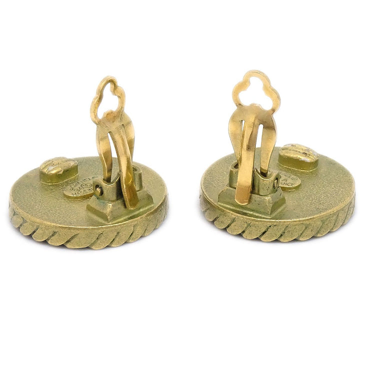 CHANEL 1994 Black & Gold CC Rope Edge Earrings