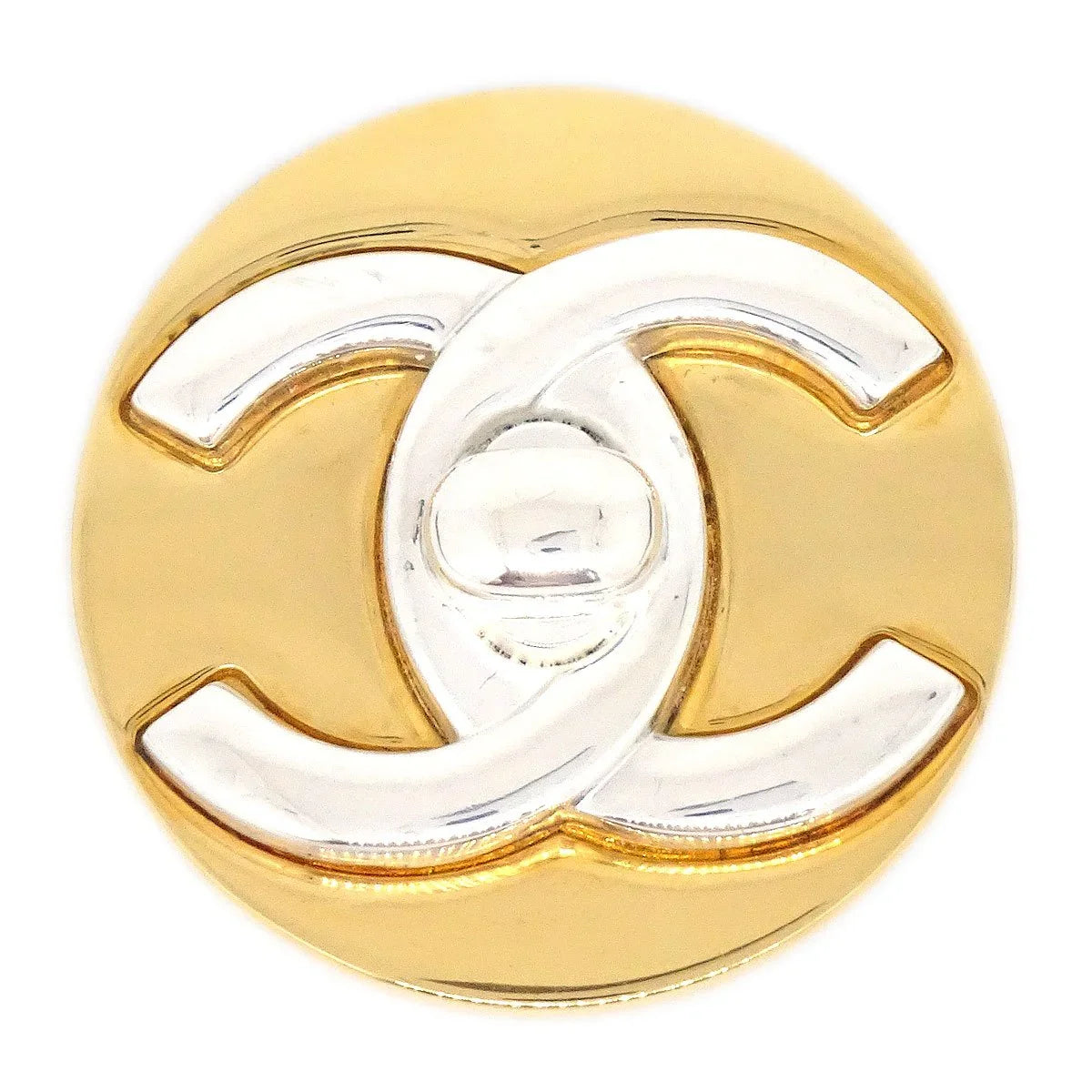 Chanel 1997 Silver & Gold CC Turnlock Brooch