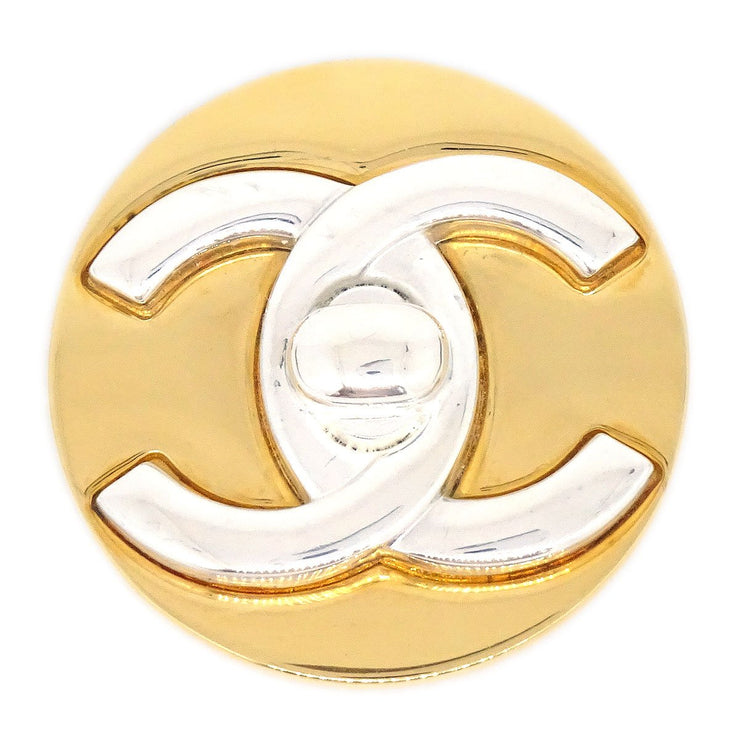 Chanel Vintage Turn-Lock Gold Logo Brooch