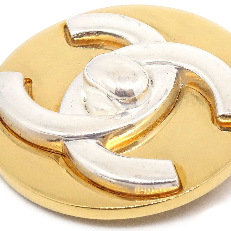 Chanel 1997 Silver & Gold CC Turnlock Brooch