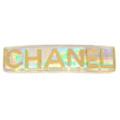 CHANEL 1997 Clear Rainbow Lucite Hair Clip Barrette