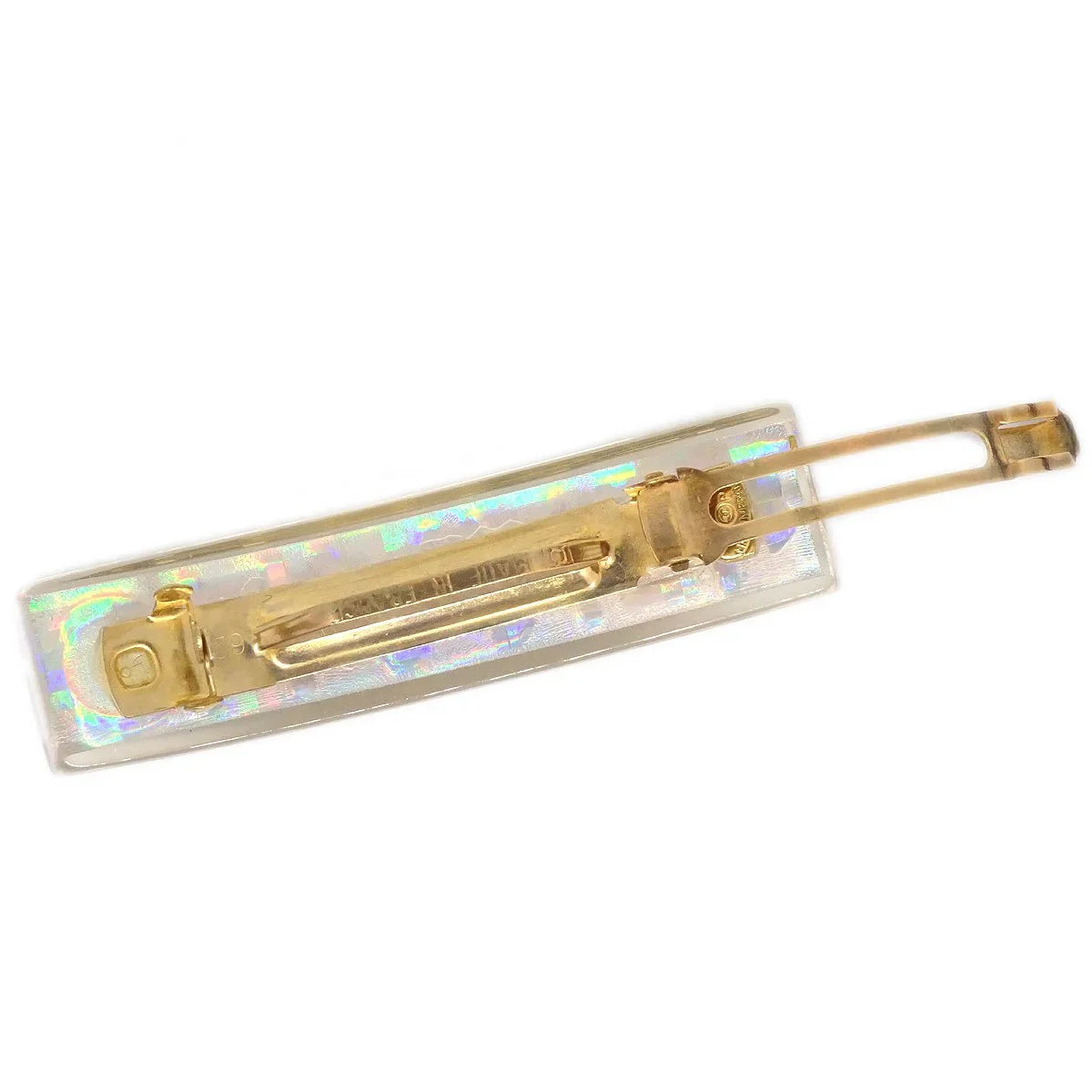 CHANEL 1997 Clear Rainbow Lucite Hair Clip Barrette