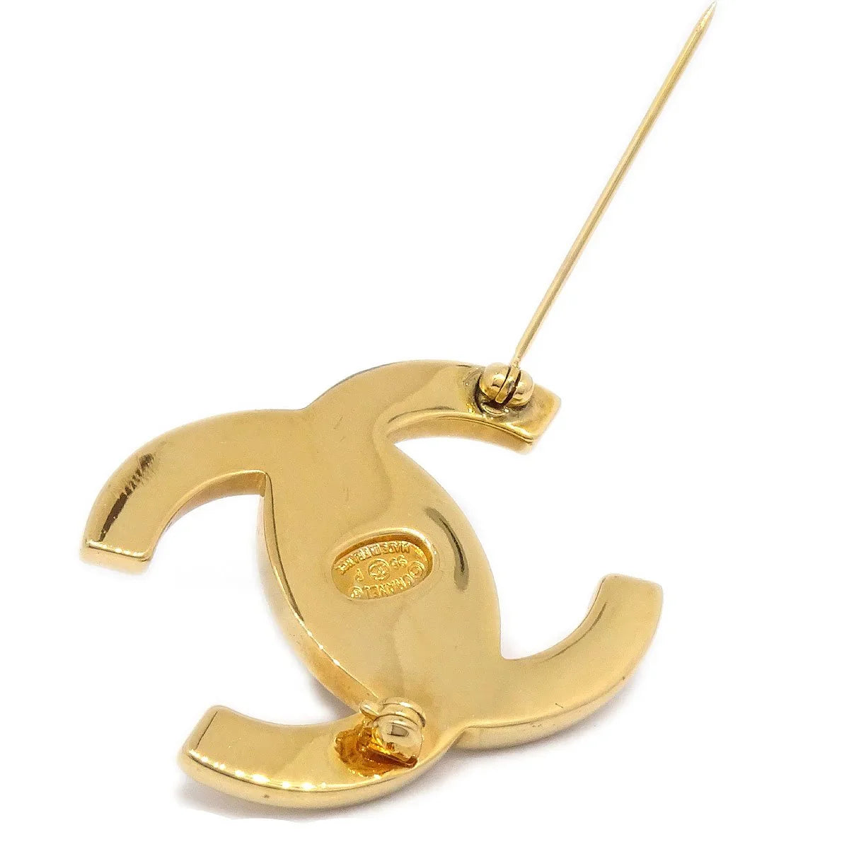 CHANEL 1996 CC Turnlock Brooch Gold Large