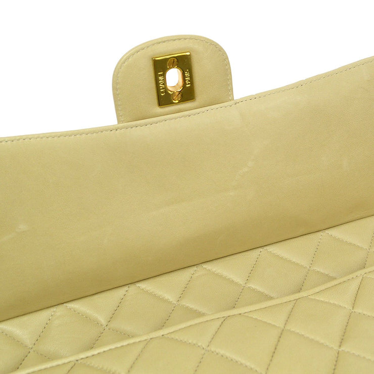 Chanel 1994 Vintage Light Beige Lambskin Large Camera Case