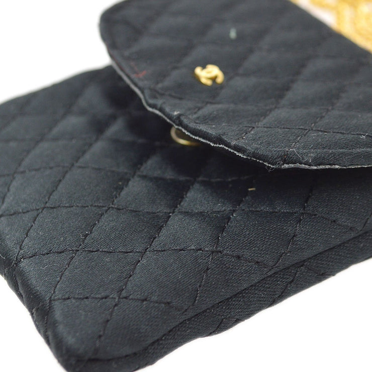 Chanel 1990 Vintage Black Lambskin Framed Flap Bag with Wallet Set
