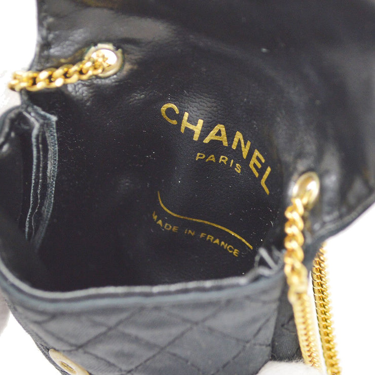 Vintage Chanel 1990s Micro Mini Lambskin Quilted Belt Bag Black