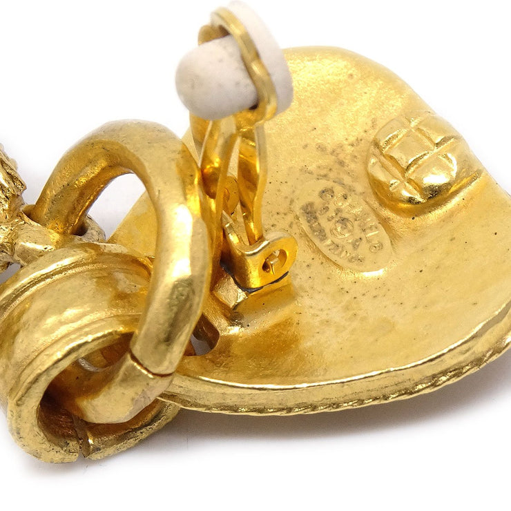 CHANEL 1994 Bell Motif Dangling Earrings Clip-On Gold 94A