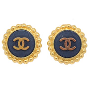 Chanel 1993 Black & Gold CC Earrings Clip-On