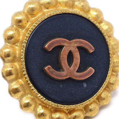 Chanel 1993 Black & Gold CC Earrings Clip-On