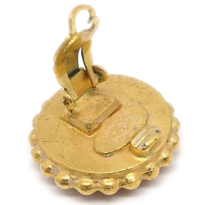 Chanel 1993 Black & Gold CC Earrings Clip-On
