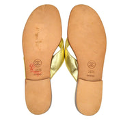 CHANEL Gold Lambskin Turn-lock Sandals Shoes #35 1/2