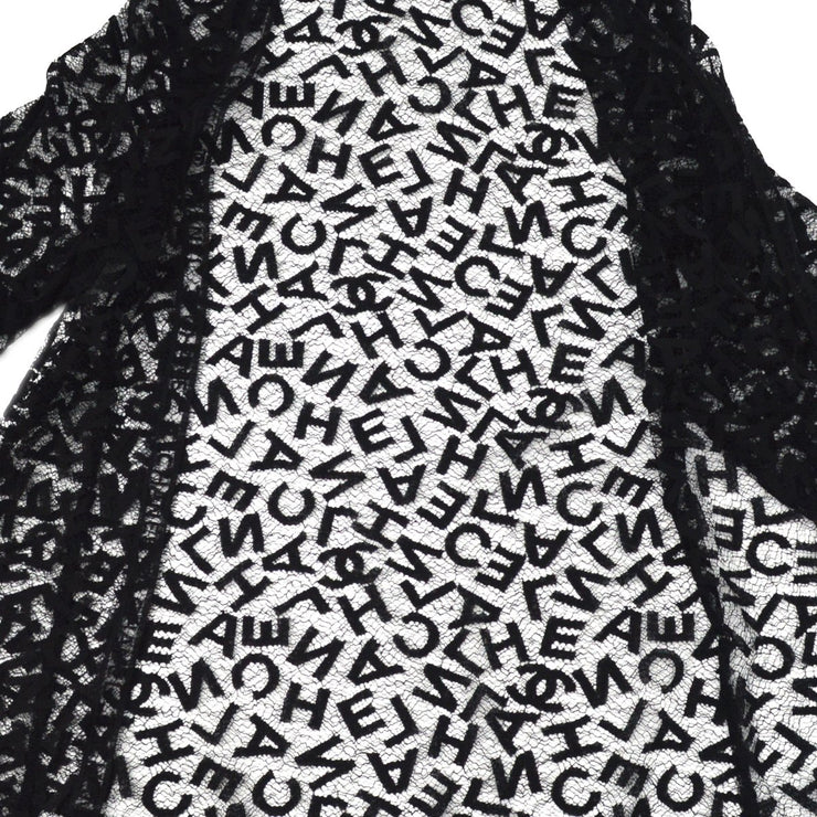 CHANEL 1998 Fall logo-lettering lace top and cardigan set #38