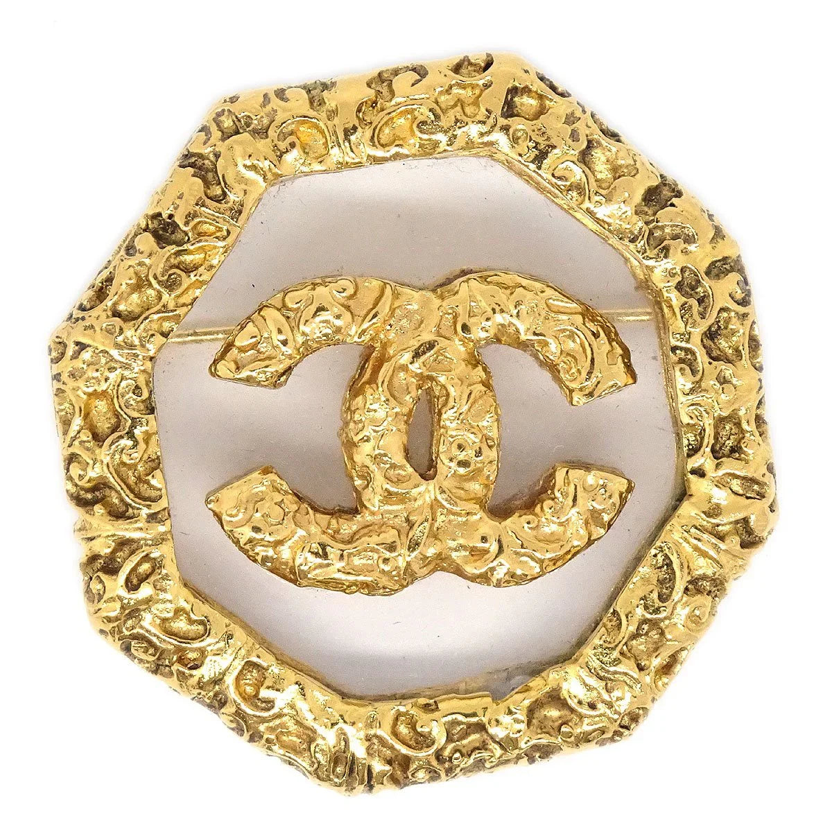 CHANEL 1993 Brooch Gold Clear