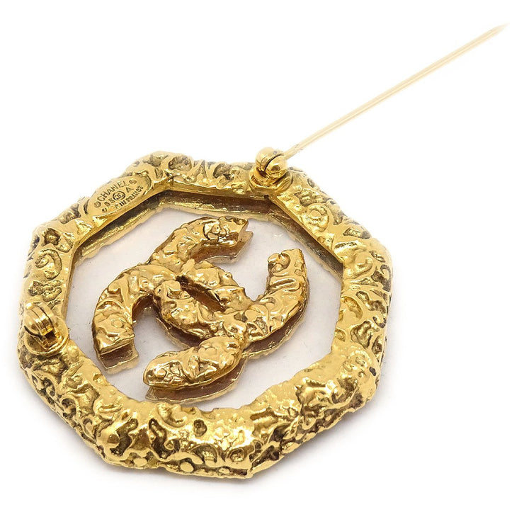 CHANEL 1993 Brooch Gold Clear