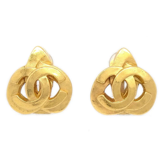 CHANEL 1997 Heart Earrings Clip-On Gold Small
