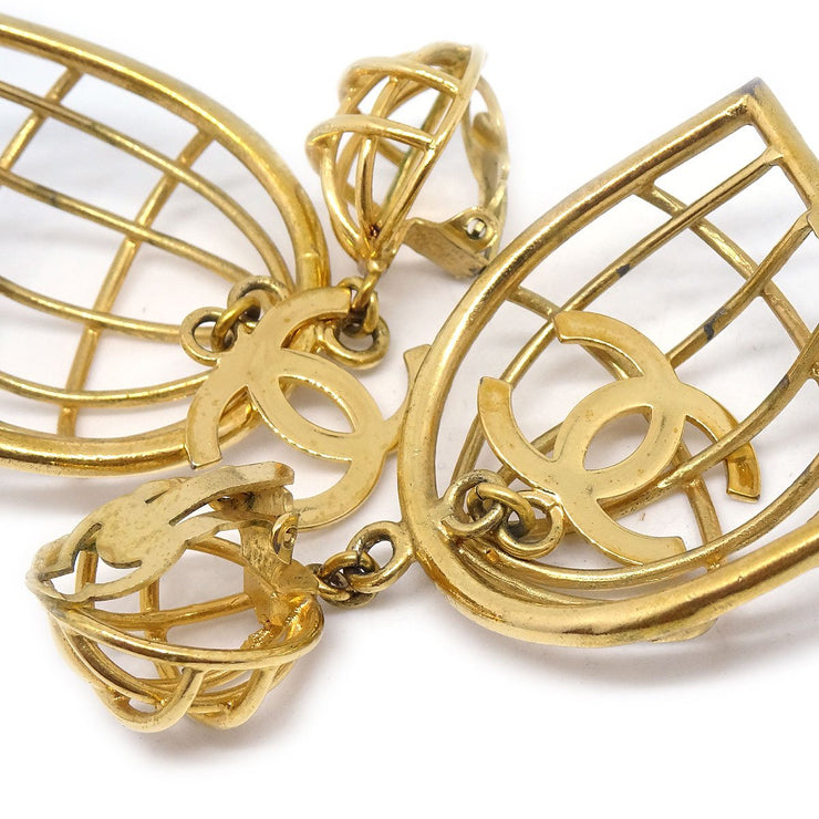 CHANEL 1993 Birdcage Earrings Clip-On Gold