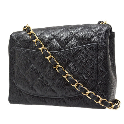 CHANEL 2003-2004 Classic Square Flap 17 Black Caviar
