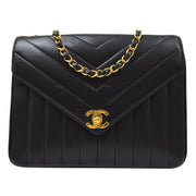 CHANEL 1991-1994 Chevron Flap Small Black Lambskin