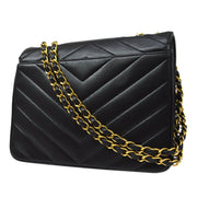 CHANEL 1991-1994 Chevron Flap Small Black Lambskin