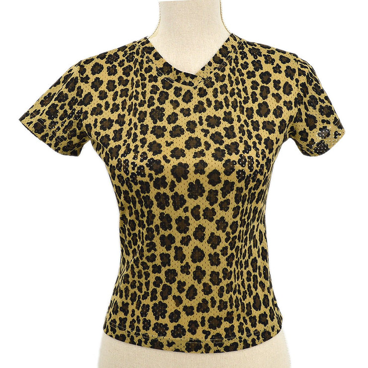 フェンディ80年代Leopard V-NeckTシャツ＃40