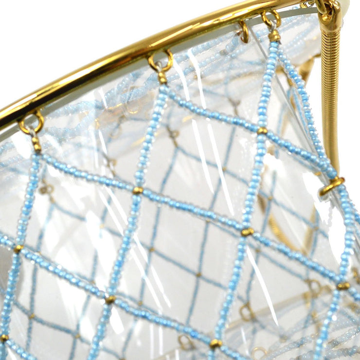 CHANEL 1990s Minaudiere Dreamcatcher Beaded Gold Transparent Round Circle Bag