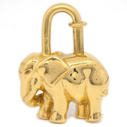 HERMES 1988 Limited Elephant Cadena Lock Bag Charm Gold Small Good