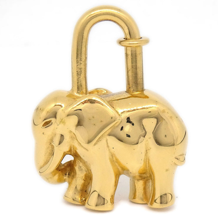 HERMES 1988 Limited Elephant Cadena Lock Bag Charm Gold Small Good