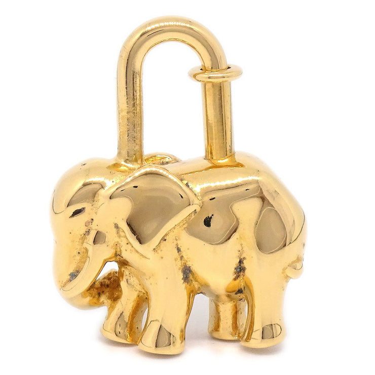 HERMES 1988 Limited Elephant Cadena Lock Bag Charm Gold Small Good